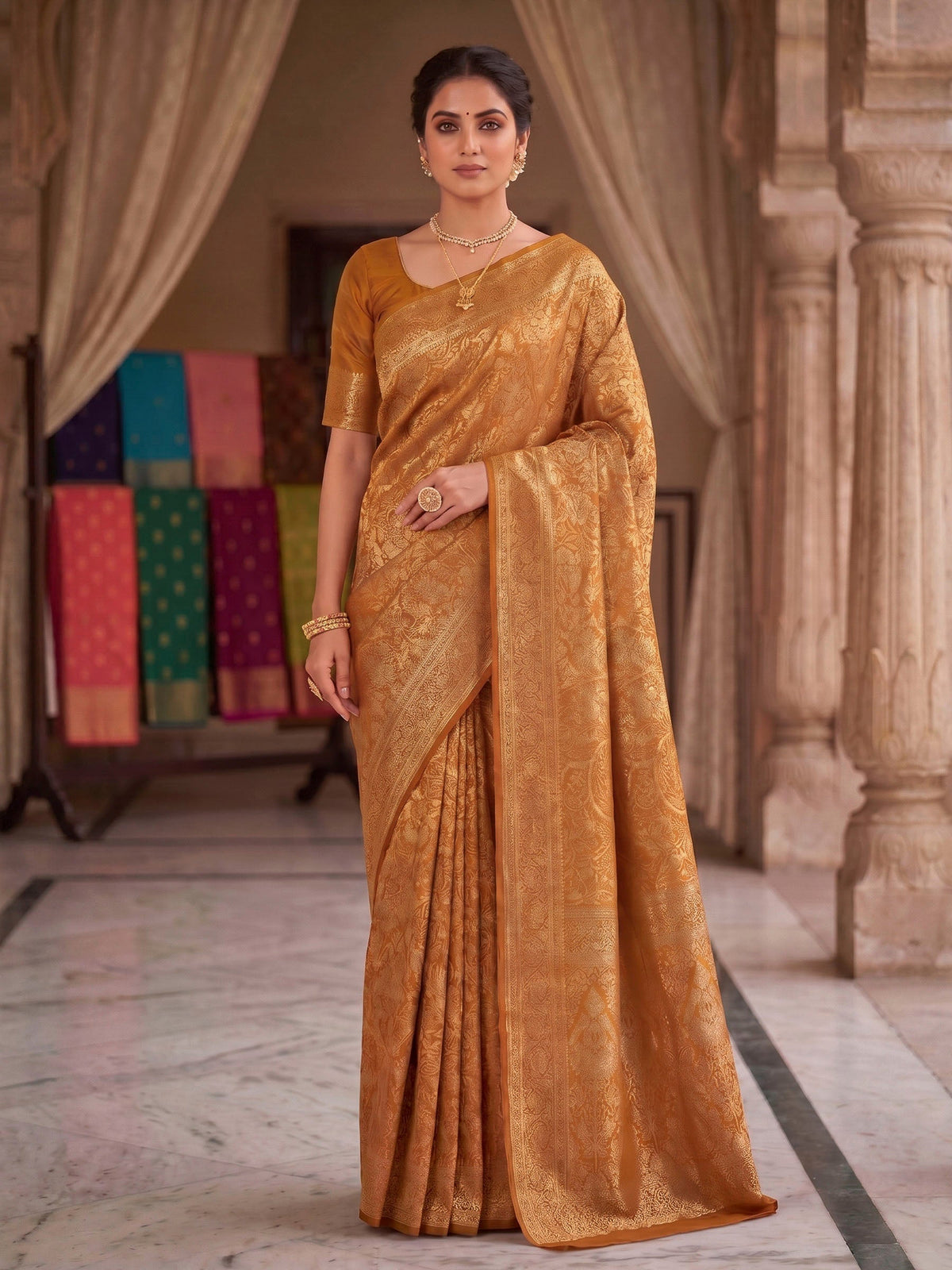 Yellow Woven Design Art Silk Kanjivaram Saree