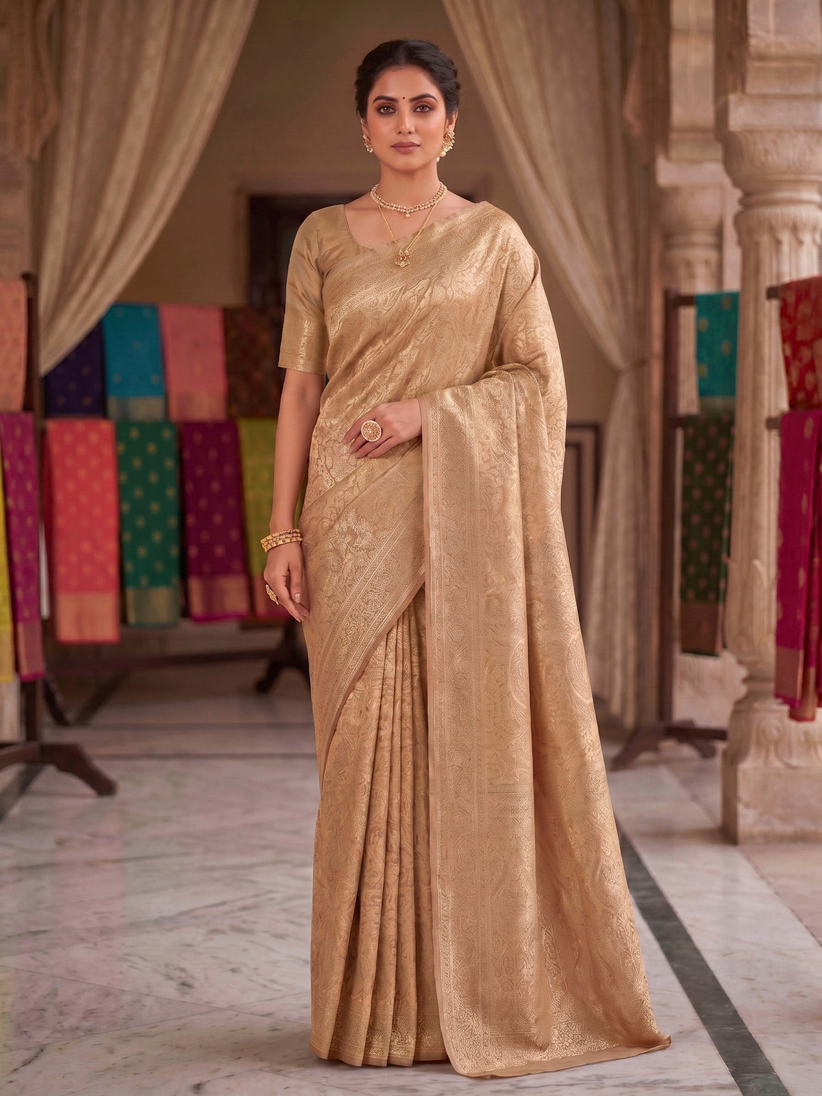 Off White Woven Design Art Silk Kanjivaram Saree