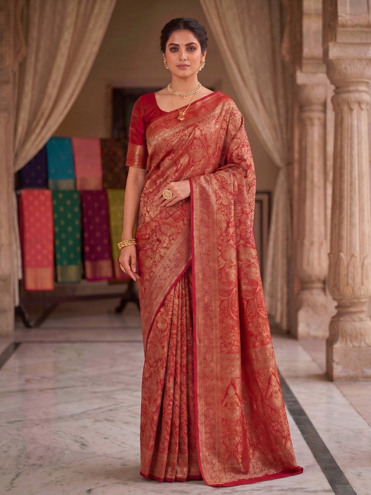 Red Woven Design Art Silk Kanjivaram Saree
