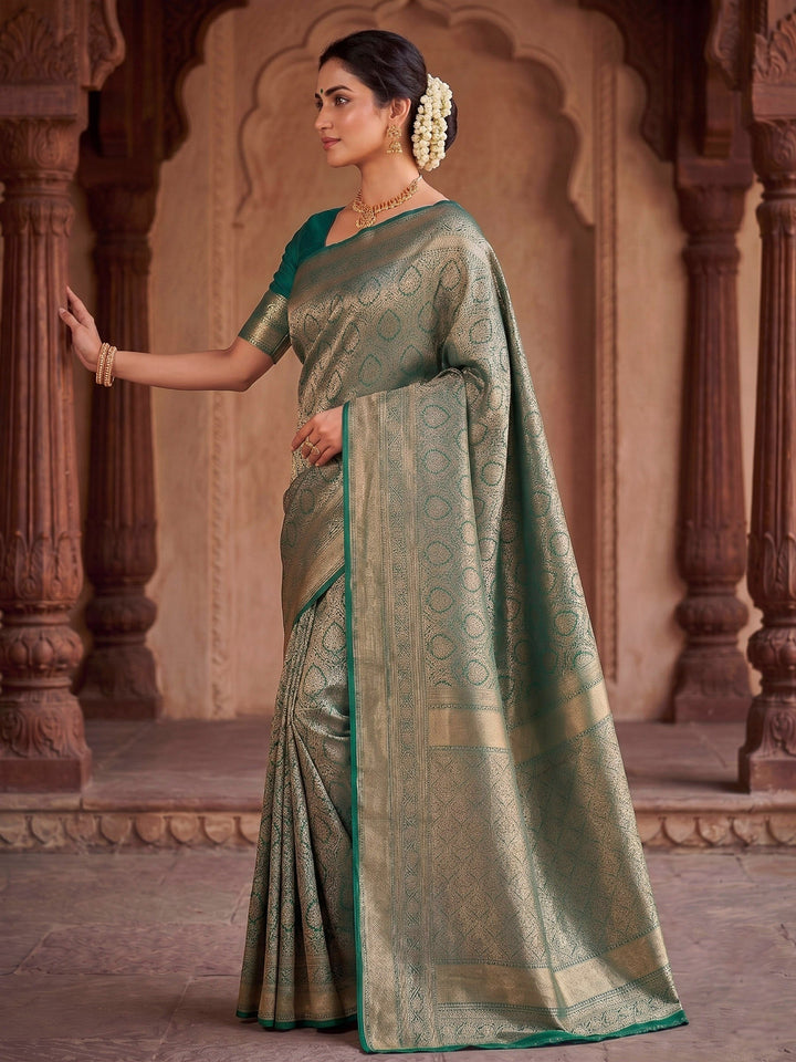 Green Woven Design Art Silk Kanjivaram Saree