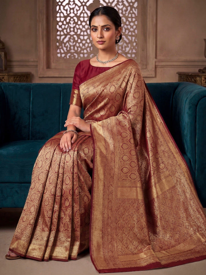 Maroon Woven Design Art Silk Kanjivaram Saree