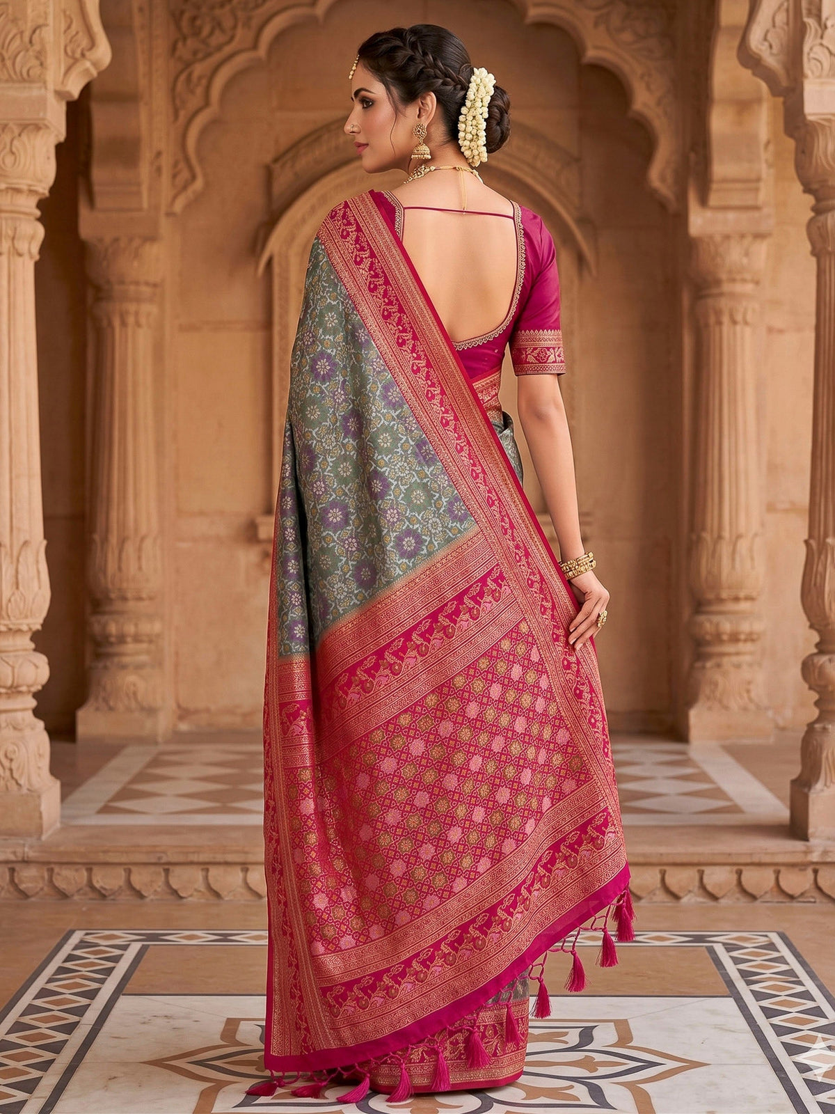 Grey Woven Design Art Silk Kanjivaram Saree