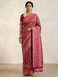Hot Pink Woven Design Art Silk Kanjivaram Saree