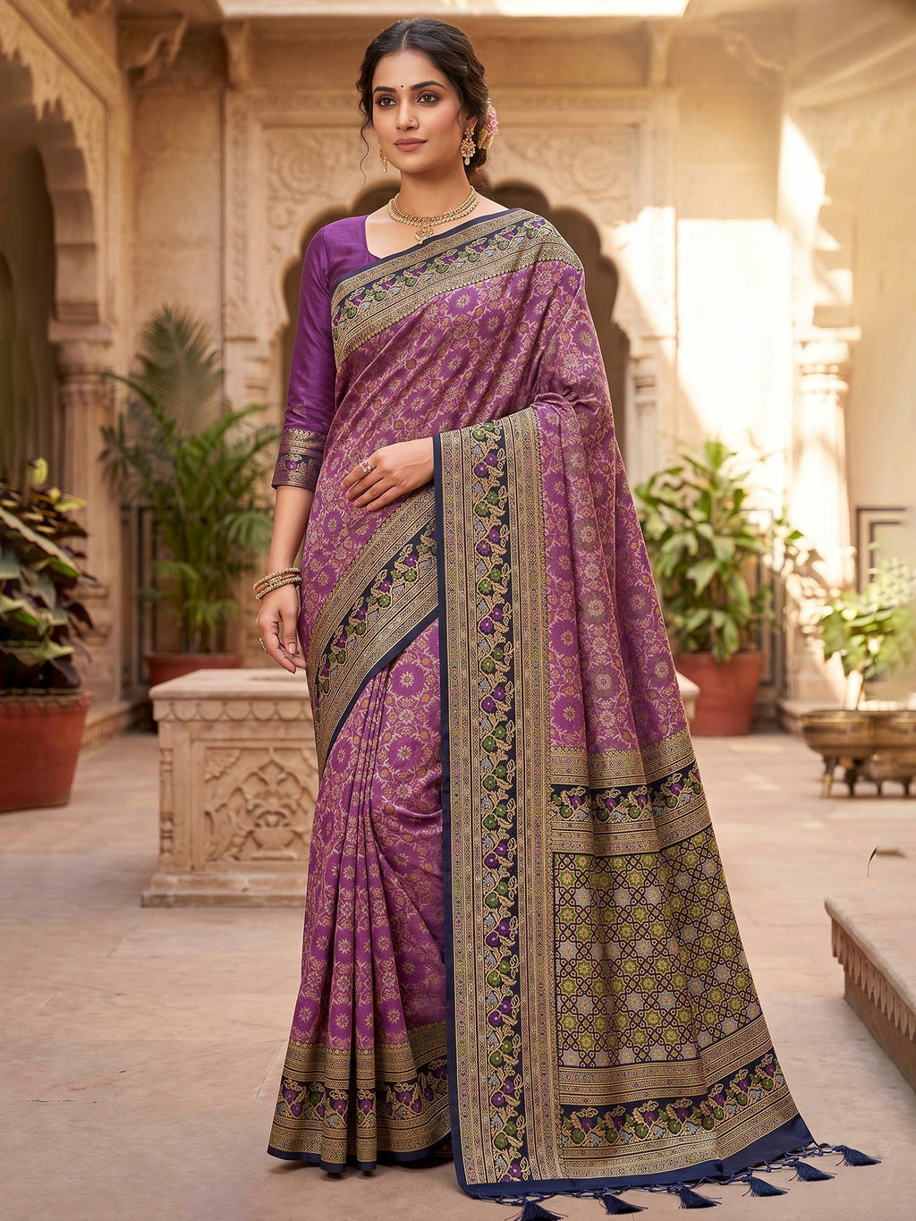 Lavender Woven Design Art Silk Kanjivaram Saree