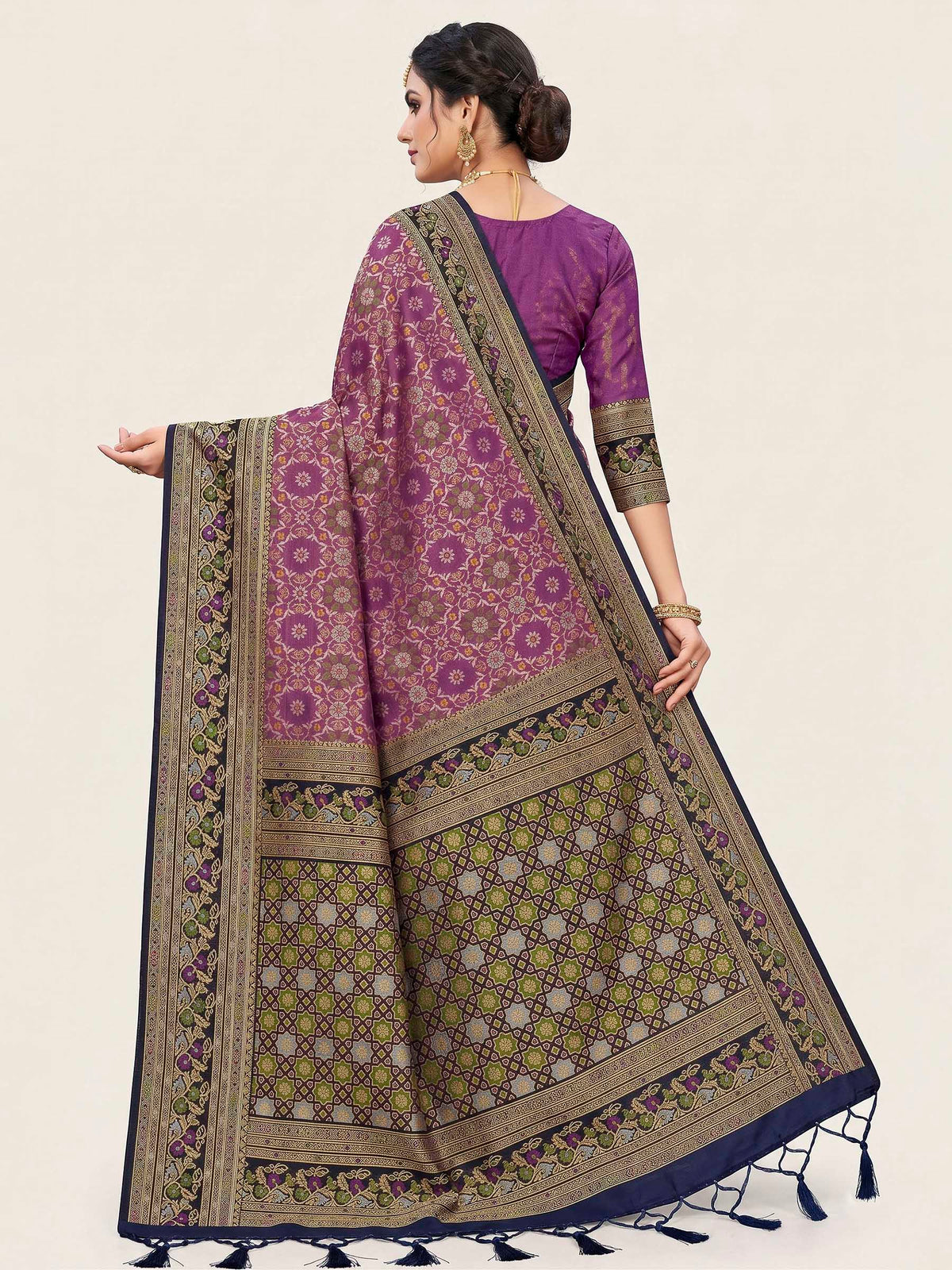 Lavender Woven Design Art Silk Kanjivaram Saree