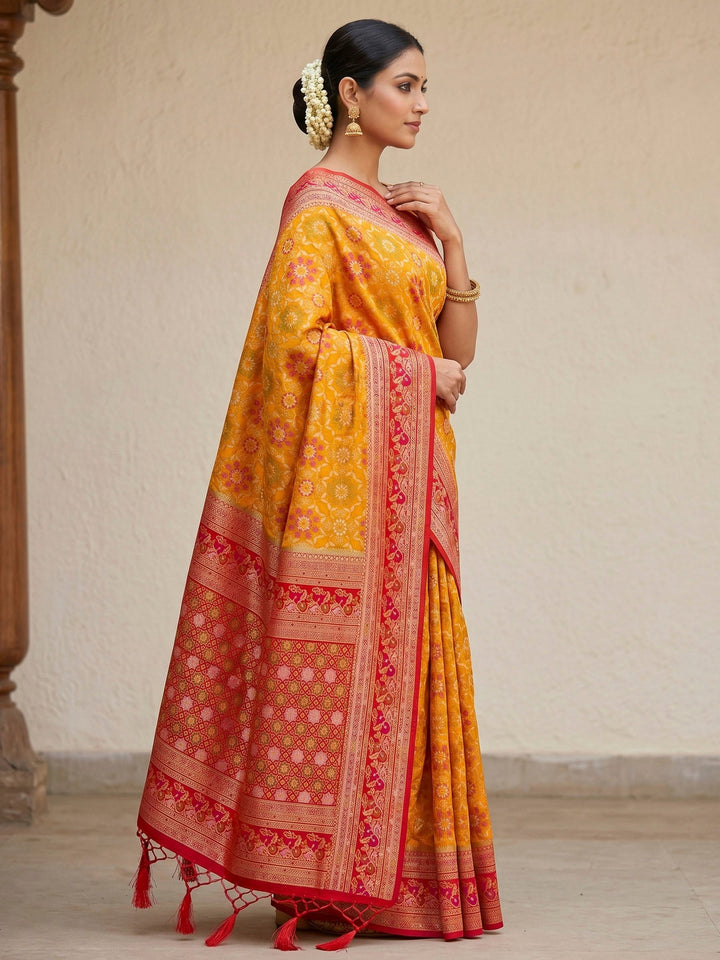Mustard Woven Design Art Silk Kanjivaram Saree