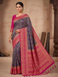 Navy Blue Woven Design Art Silk Kanjivaram Saree