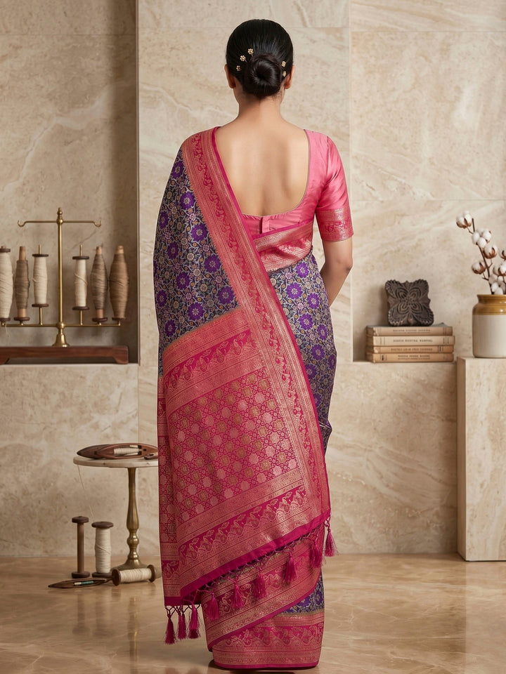 Navy Blue Woven Design Art Silk Kanjivaram Saree