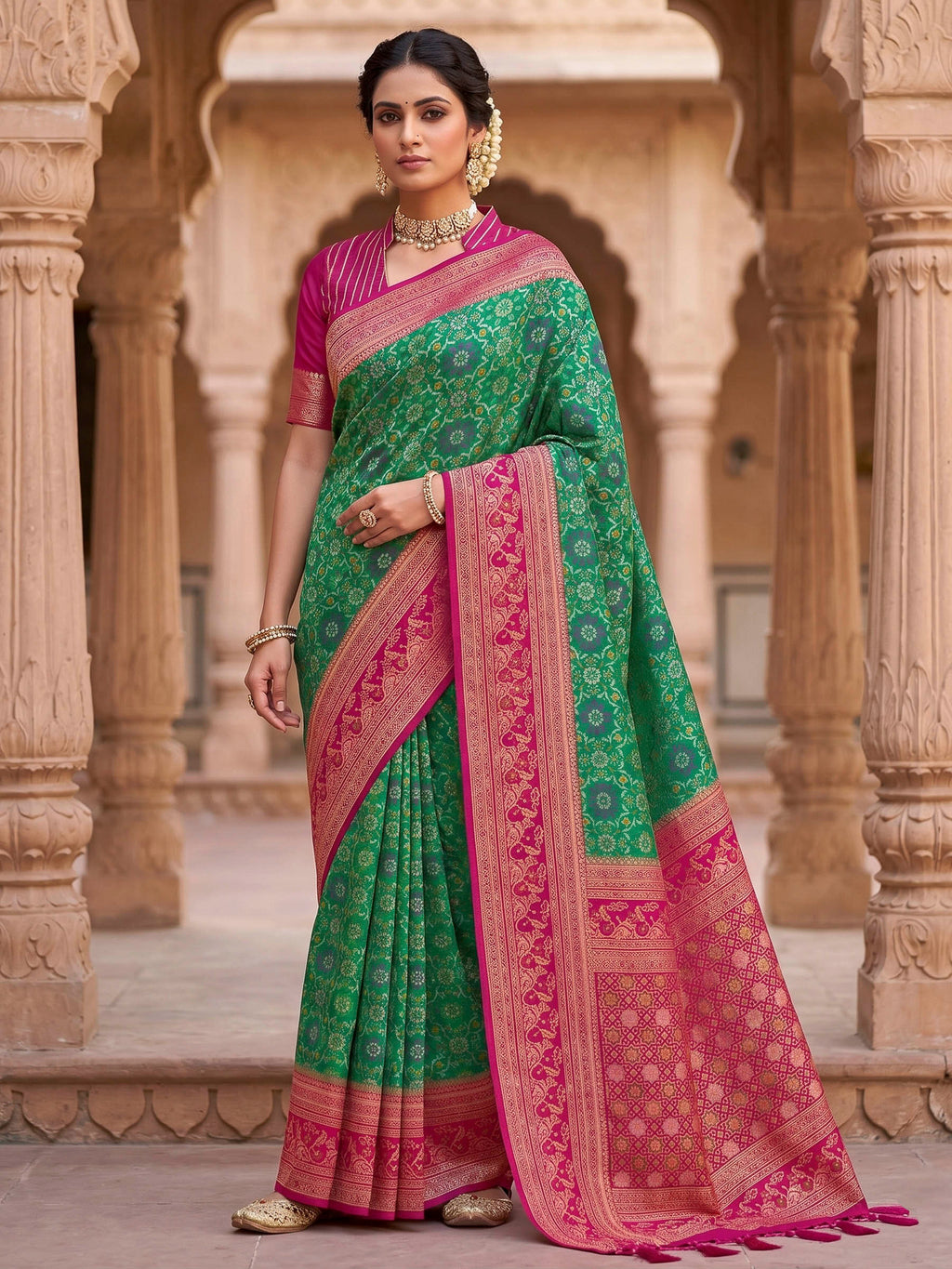 Rama Green Woven Design Art Silk Kanjivaram Saree