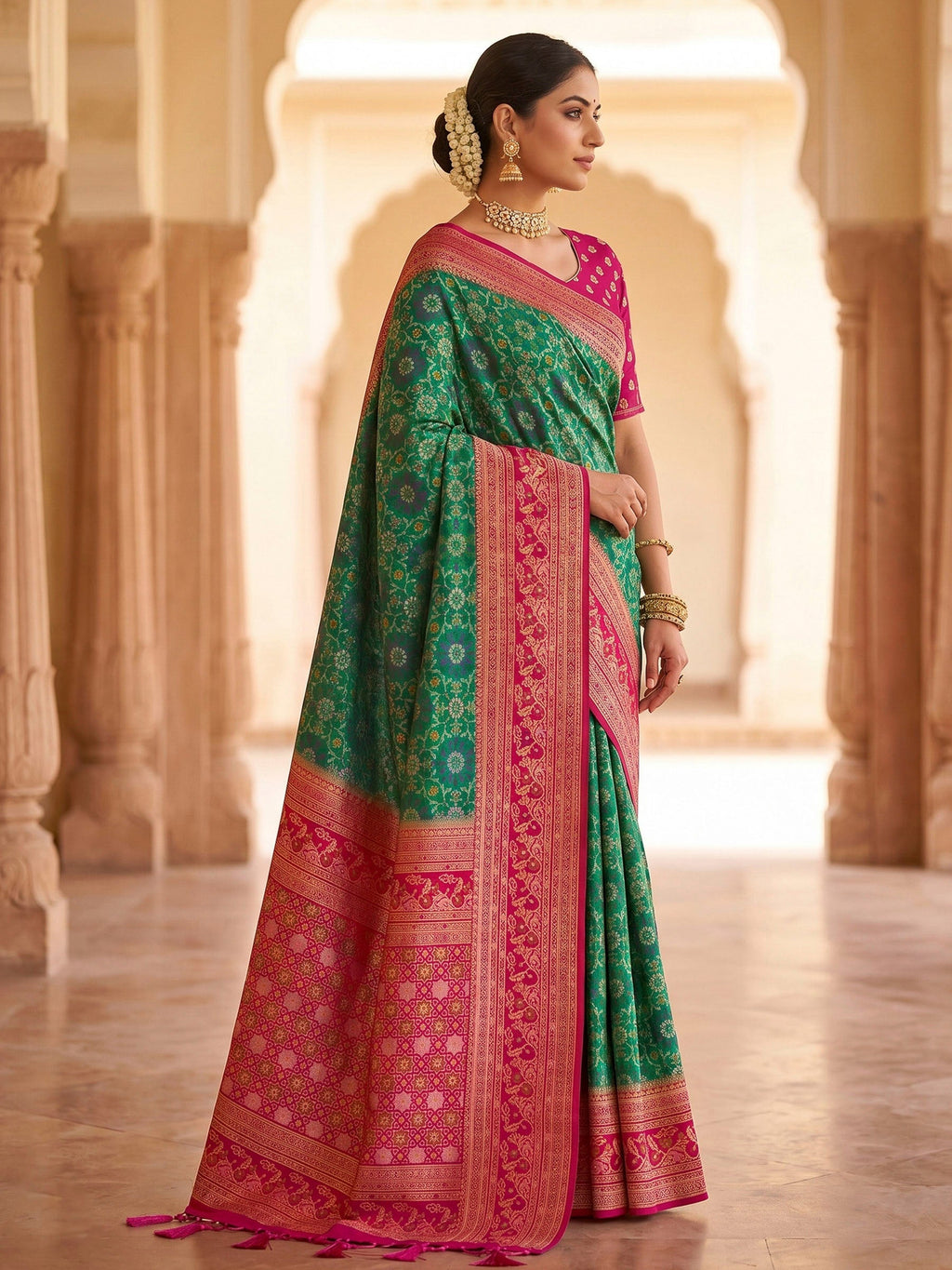 Rama Green Woven Design Art Silk Kanjivaram Saree