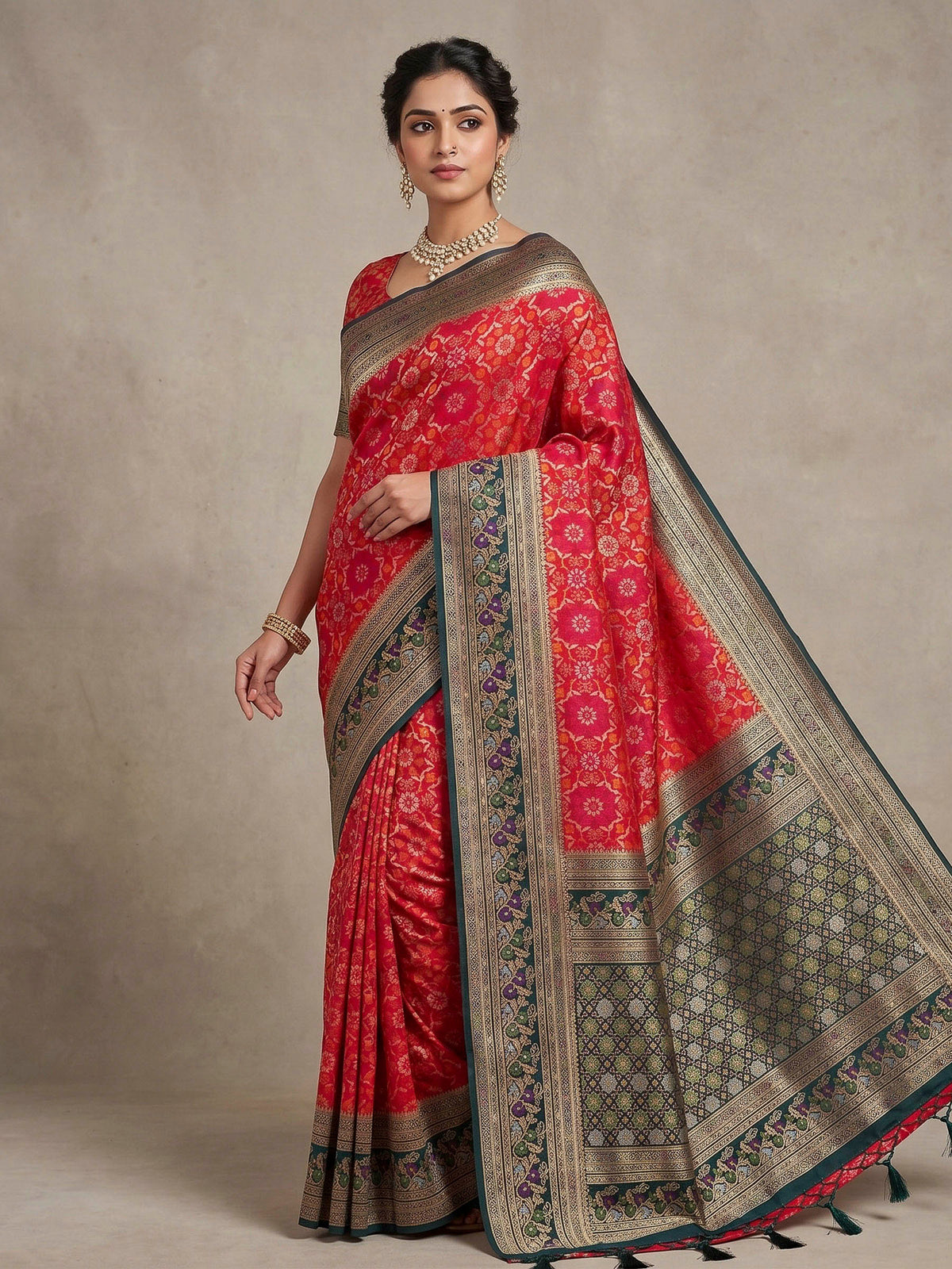 Red Woven Design Art Silk Kanjivaram Saree