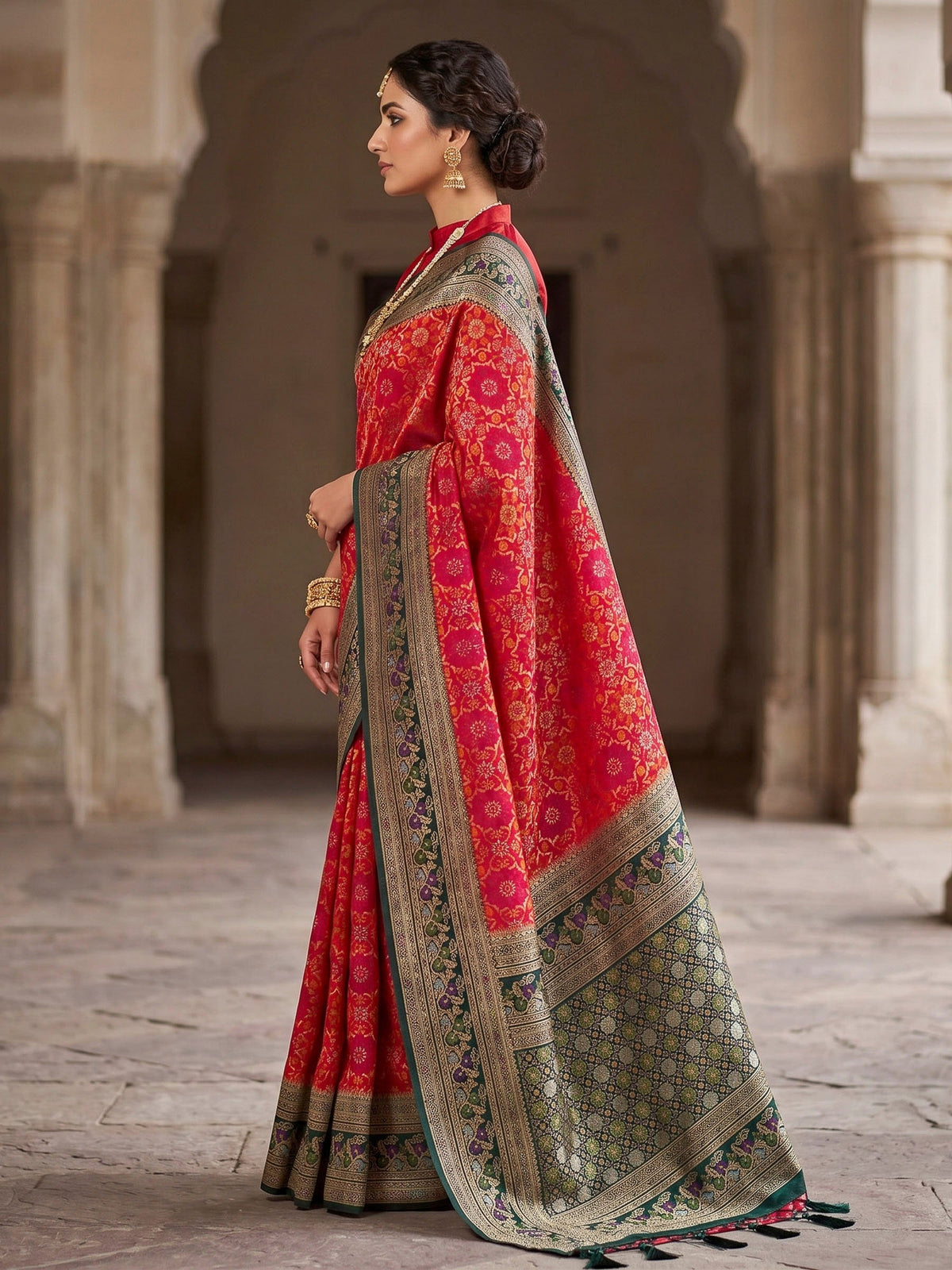 Red Woven Design Art Silk Kanjivaram Saree