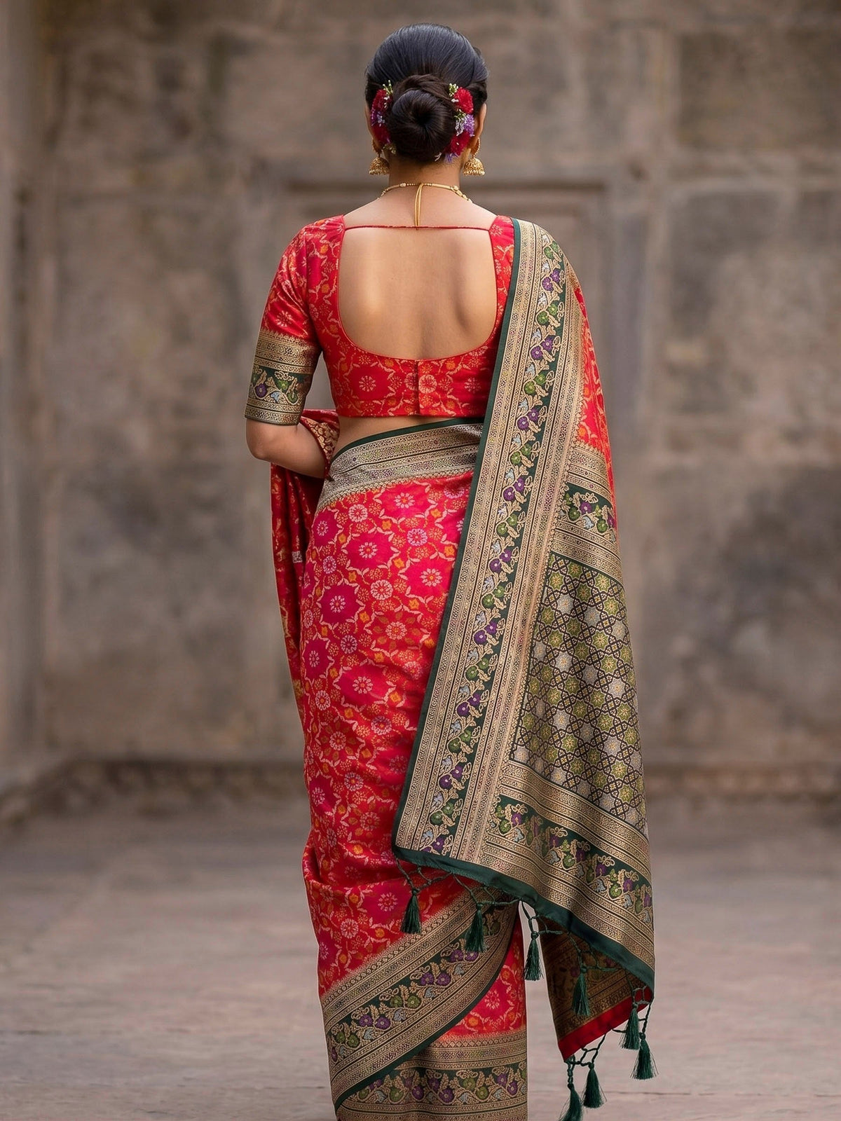 Red Woven Design Art Silk Kanjivaram Saree