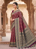 Wine Woven Design Art Silk Kanjivaram Saree