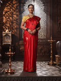 Red Woven Design Crape Saree