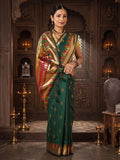 Dark Green Woven Design Dola Silk Saree