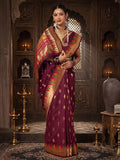 Wine Woven Design Dola Silk Saree