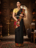 Black Woven Design Dola Silk Saree