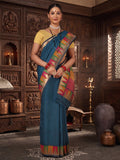 Dark Blue Woven Design Dola Silk Saree