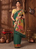 Dark Green Woven Design Dola Silk Saree