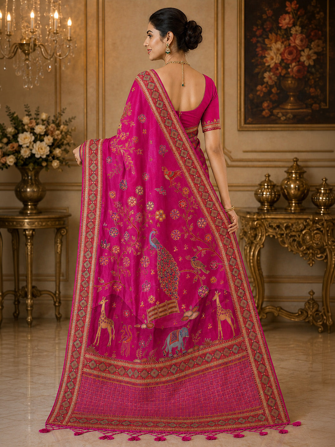 Rani Printed Art Silk Saree