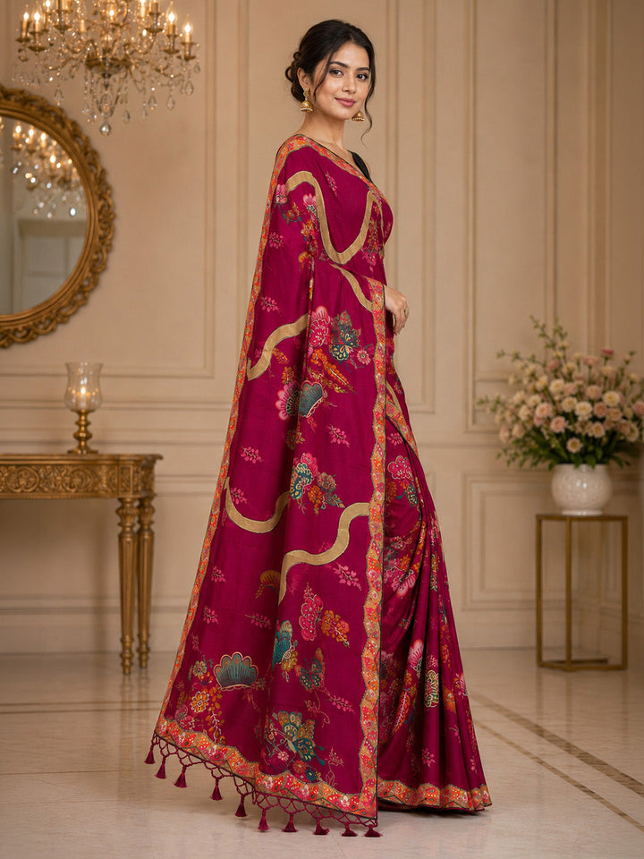 Rani Printed Art Silk Saree
