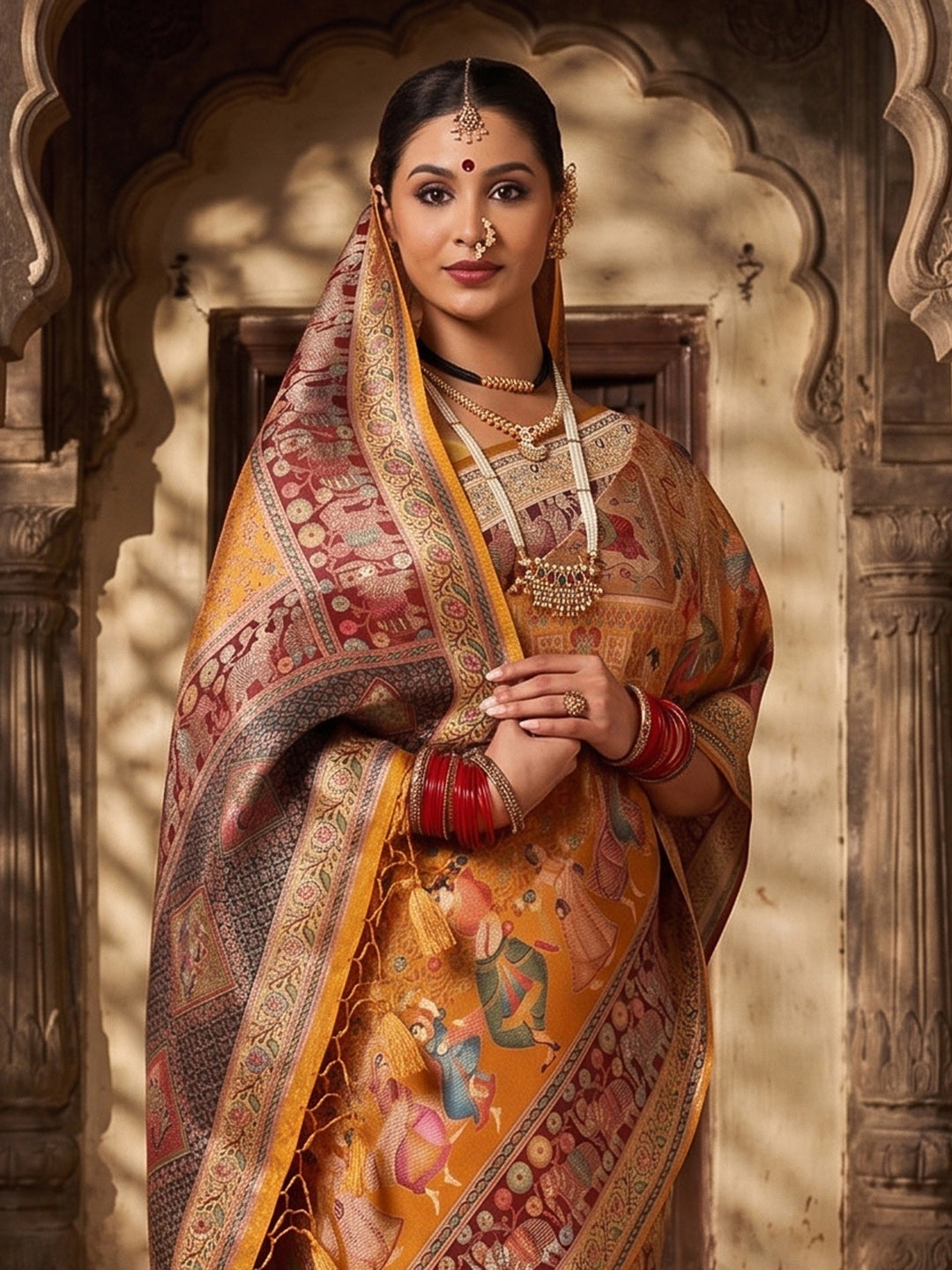 Olive Woven Design Viscoris Saree