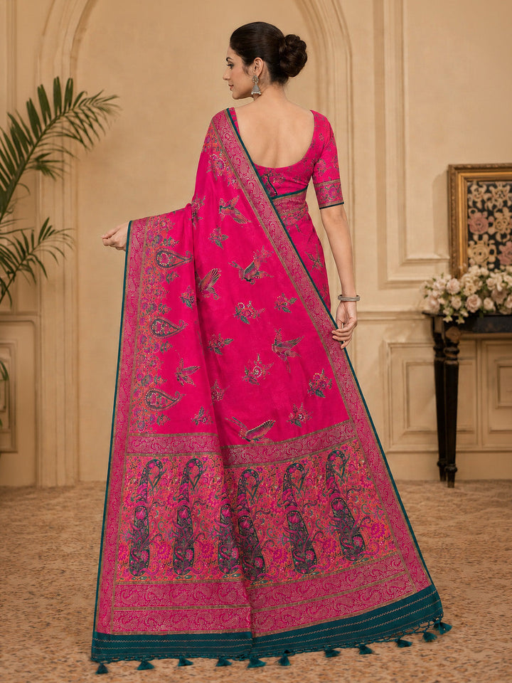 Rani Embroidered Art Silk Saree