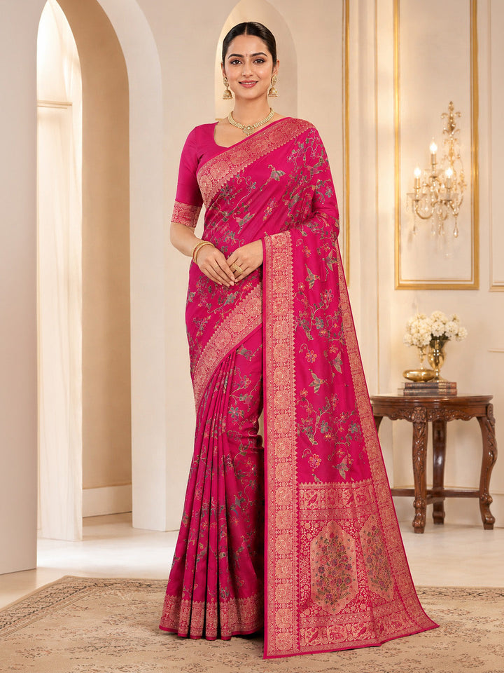 Rani Embroidered Art Silk Saree
