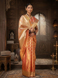 Peach Woven Design Viscoris Saree