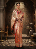 Orange Woven Design Viscoris Saree
