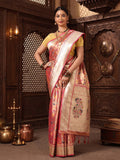 Rani Pink Woven Design Viscoris Saree