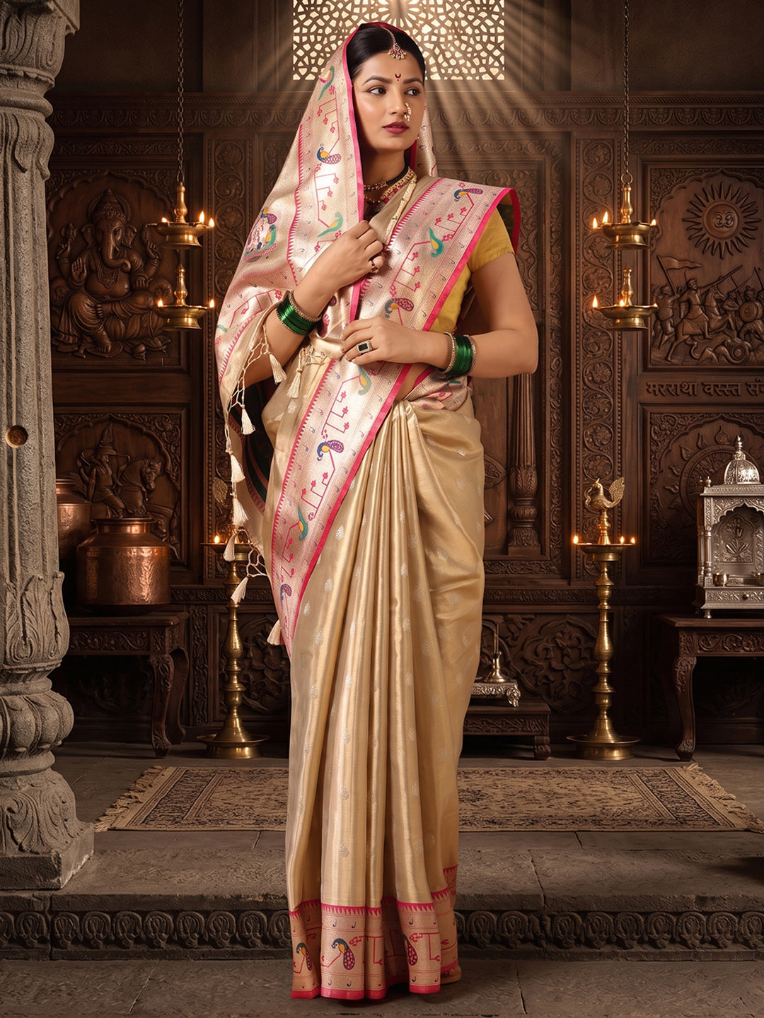 Off White Woven Design Viscoris Saree