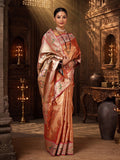 Orange Woven Design Viscoris Saree