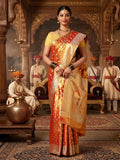 Orange Woven Design Viscoris Saree