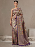 Purple Art Silk Printed Saree