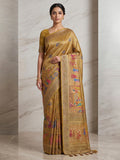 Mustard Art Silk Printed Saree