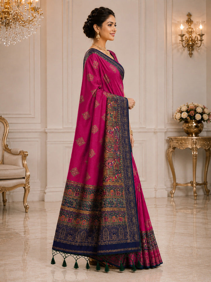 Rani Embroidered Art Silk Saree