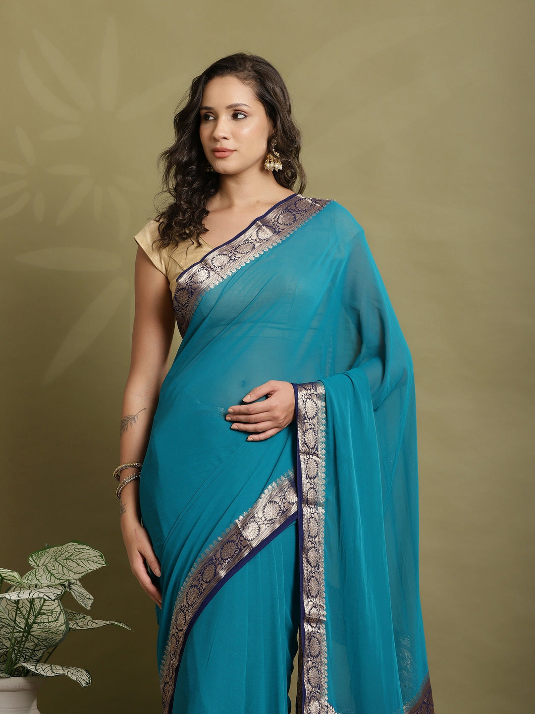 Plain Georgette Saree
