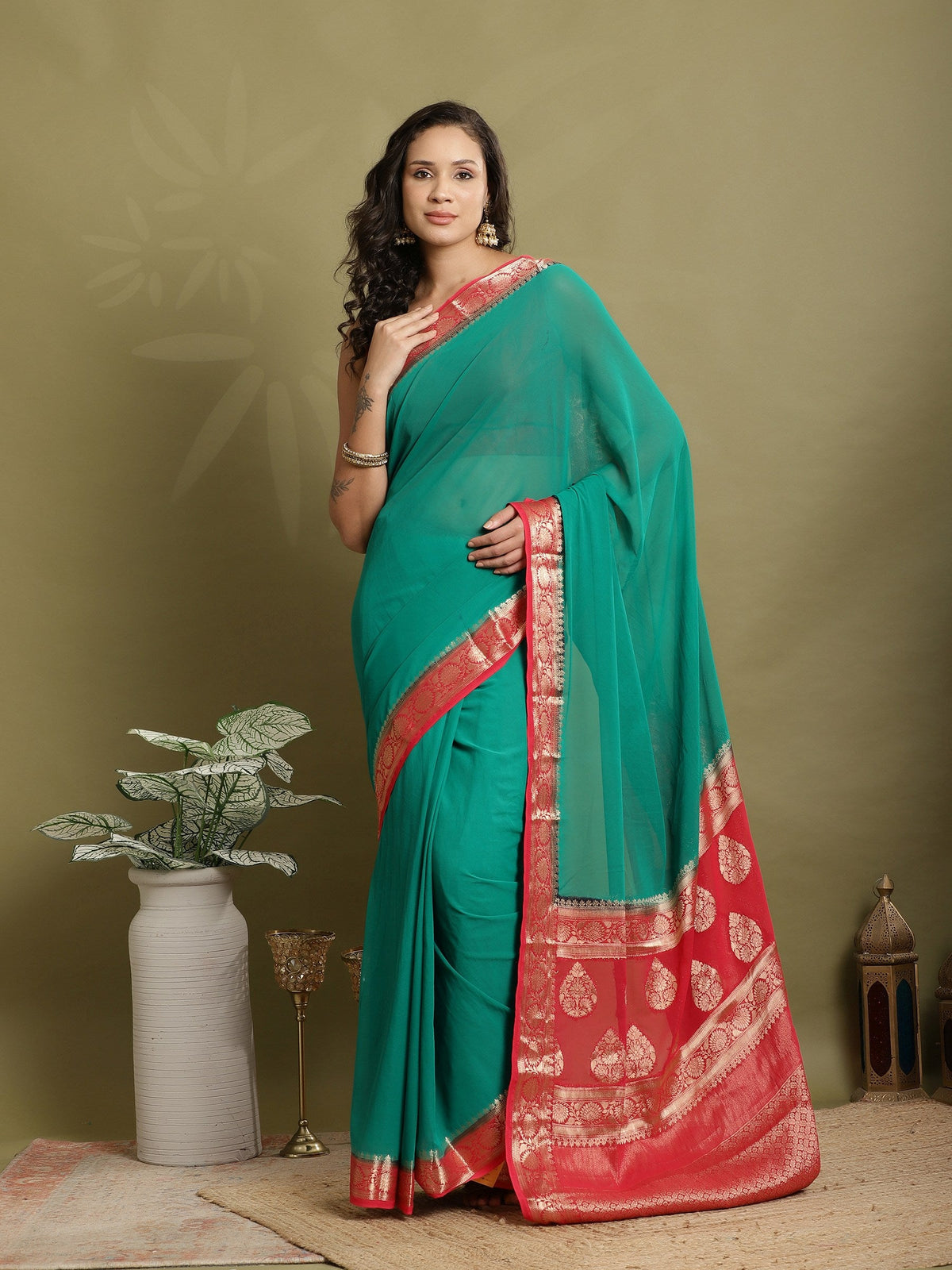 Plain Georgette Saree