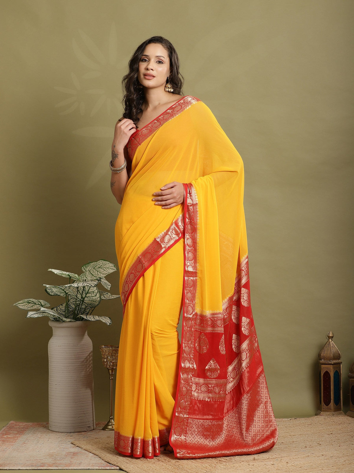 Plain Georgette Saree
