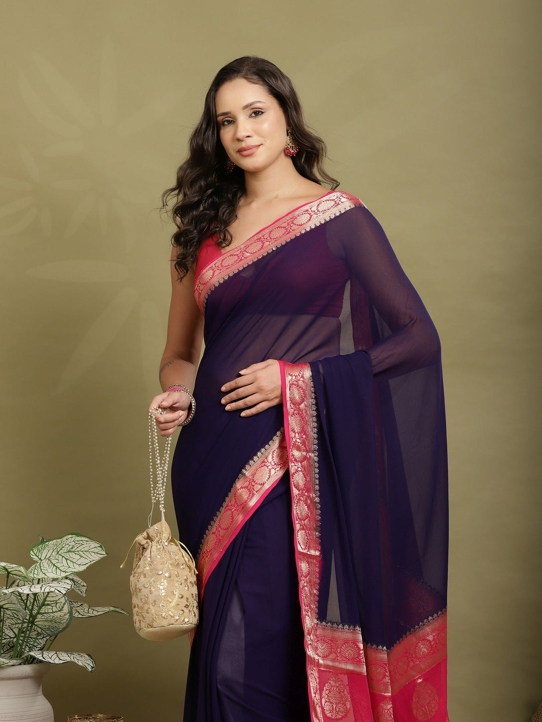 Plain Georgette Saree