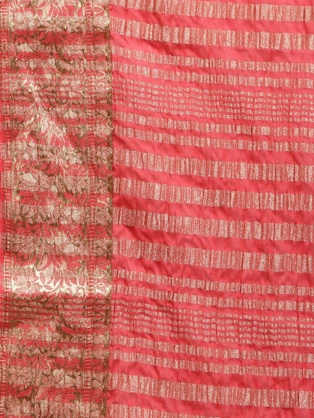 Peach Zari Work Chiffon Saree
