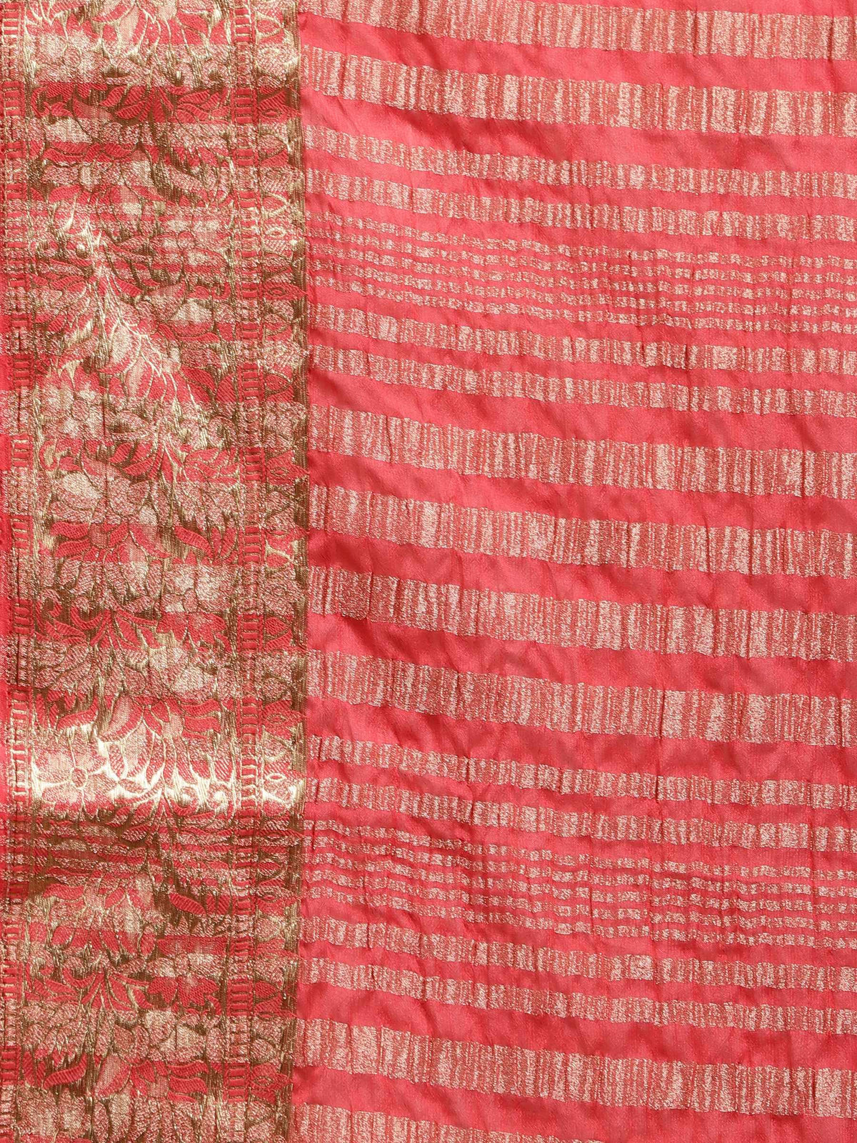 Peach Zari Work Chiffon Saree
