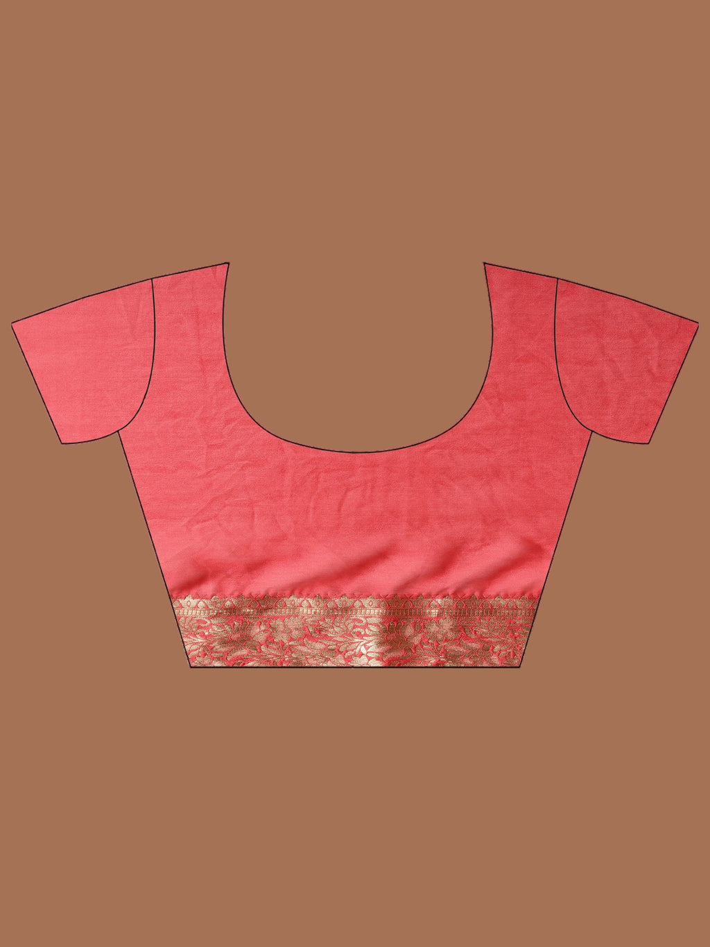 Peach Zari Work Chiffon Saree