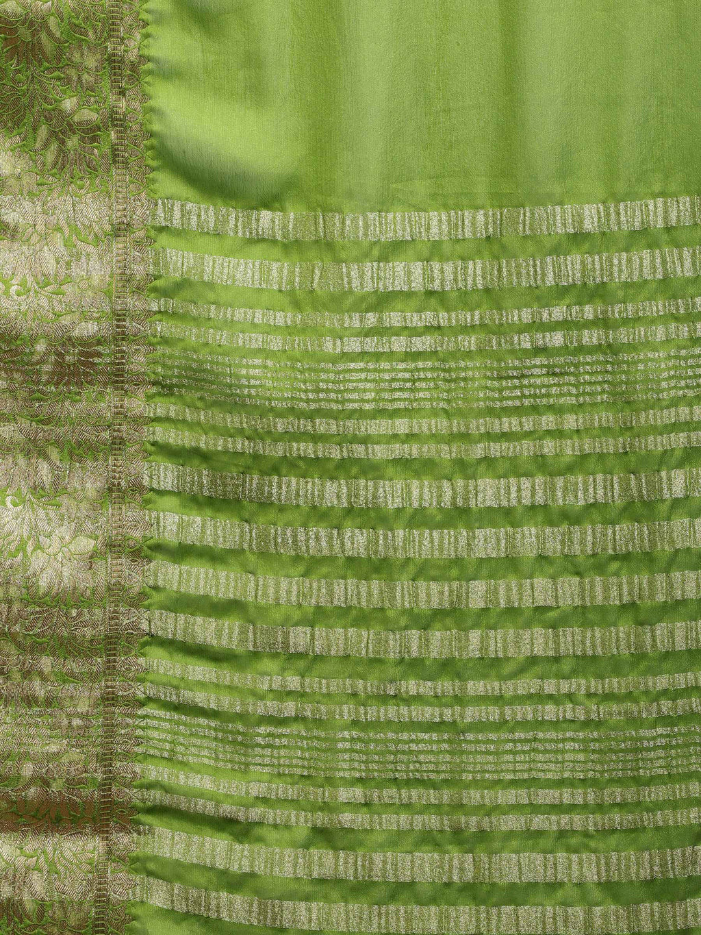 Pista Green Zari Work Chiffon Saree