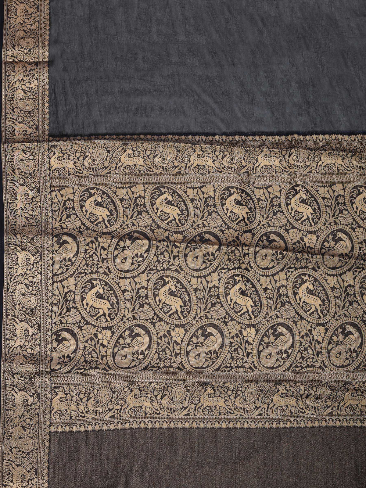 Black Plain Chiffon Saree