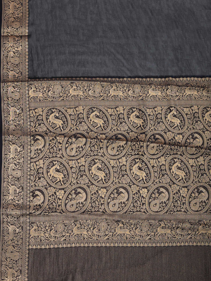 Black Plain Chiffon Saree