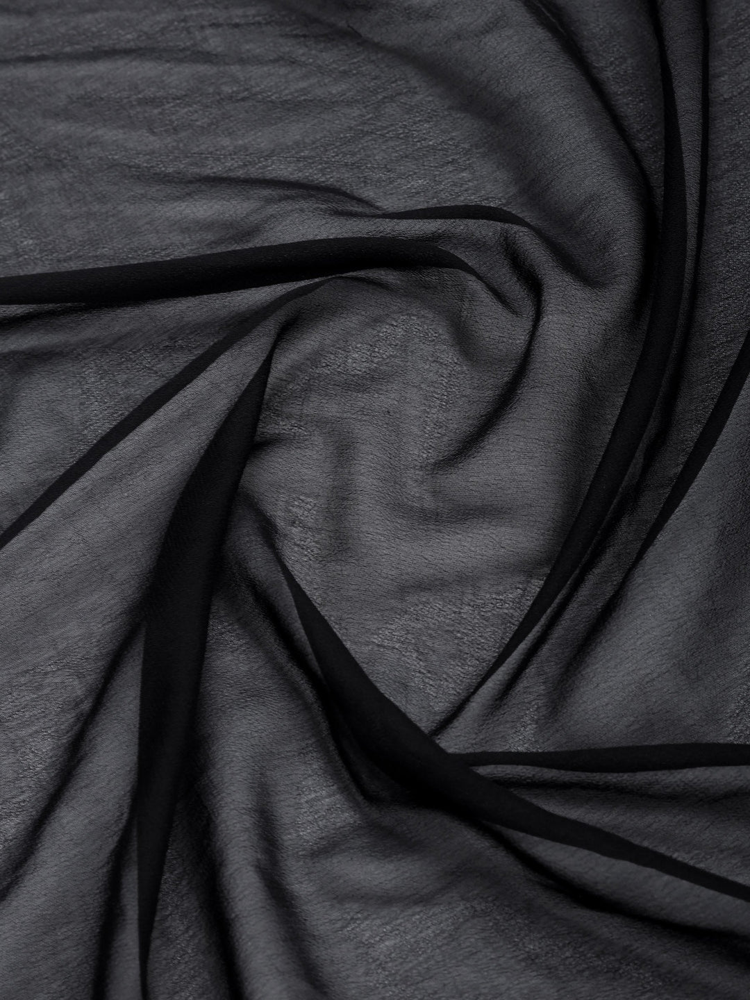 Black Plain Chiffon Saree