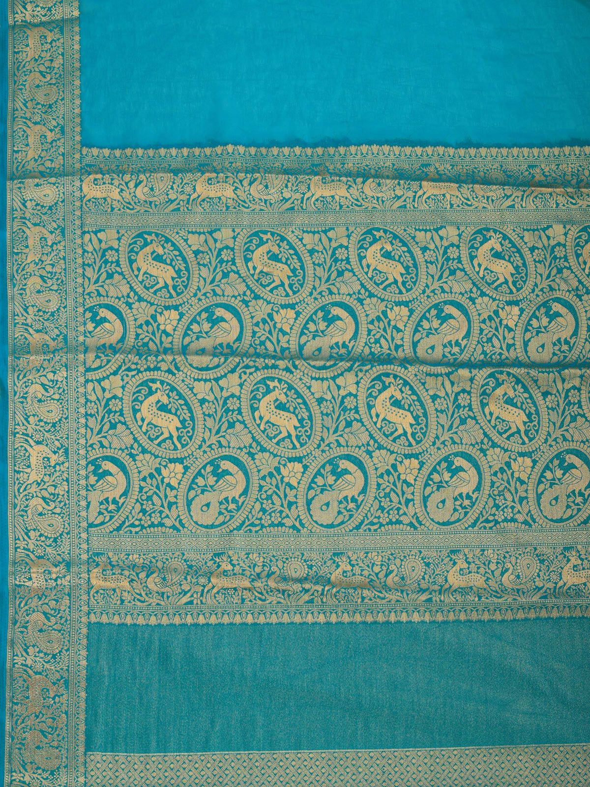 Firozee Plain Chiffon Saree